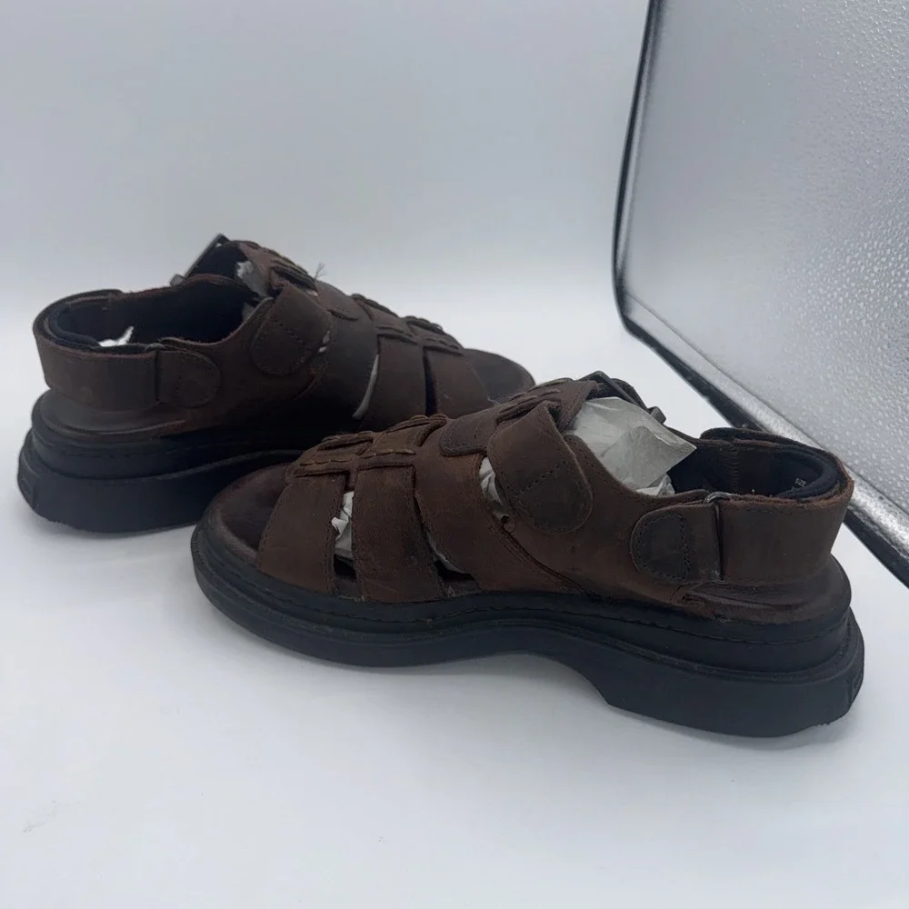 Earth Shoe Sandals Mens 8.5 Brown Leather Nantucket Hiking Camping Outdoor